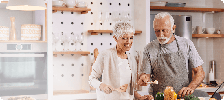 Couple cooking in the kitchen