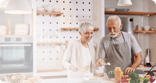 Couple cooking in the kitchen